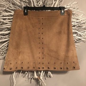 Suede mini flare skirt